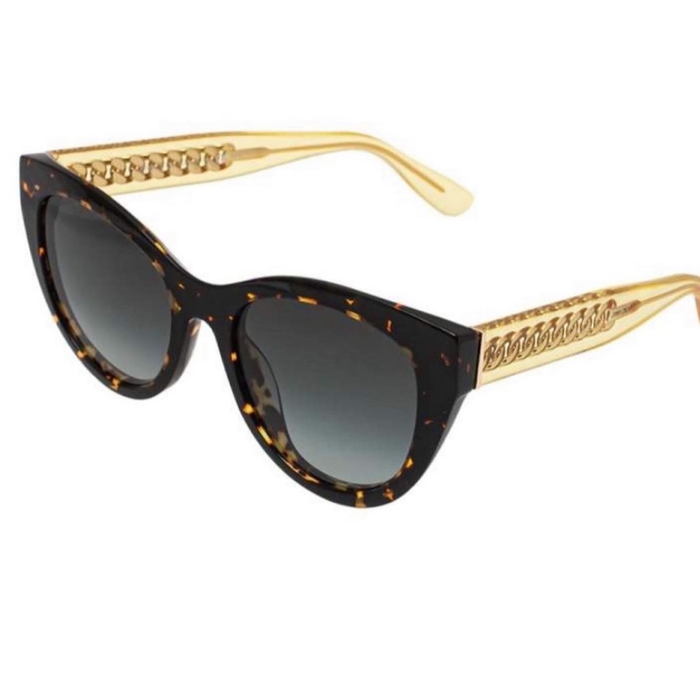 Jimmy Choo Havana Gold Chain Cat Eye Tortise Sunnies